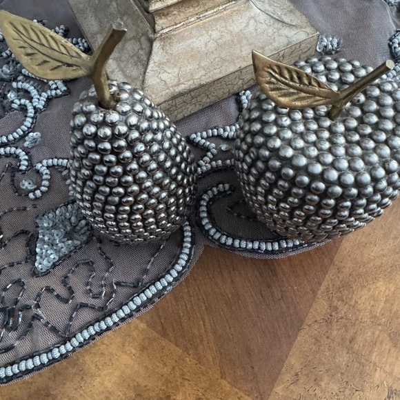 Silver and brass mid century stud 2 pcs decor - Picture 5 of 6